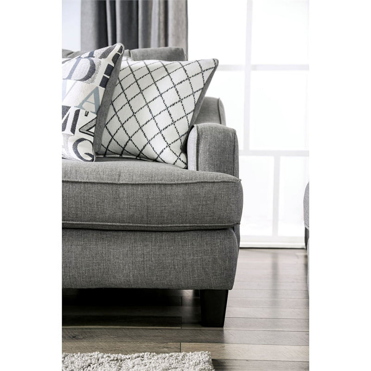 Bluish Gray Fabric 3-Piece Sofa Set with Ottoman F65584