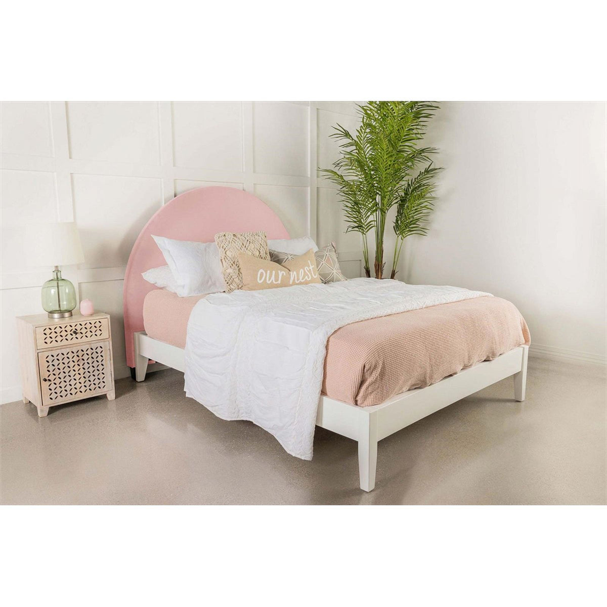 Blush Velvet Twin Headboard D828244