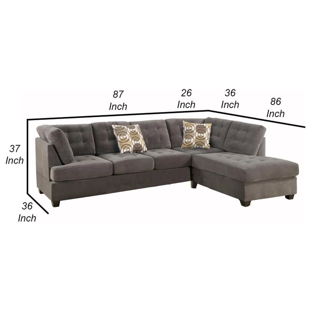 Charcoal Corduroy 2-Piece Sectional Sofa B2700