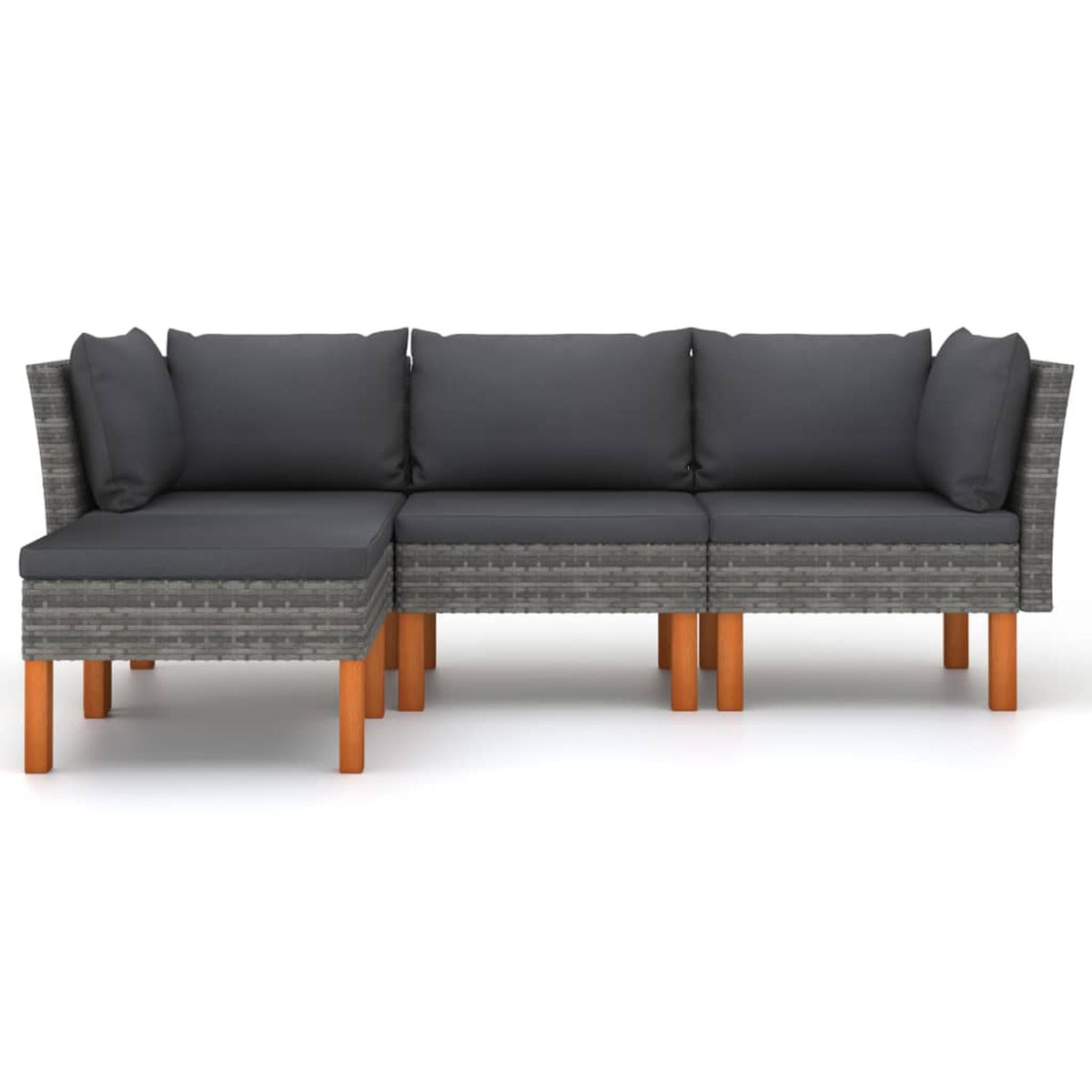 4 Piece Poly Rattan Garden Set with Cushions Gray C8497