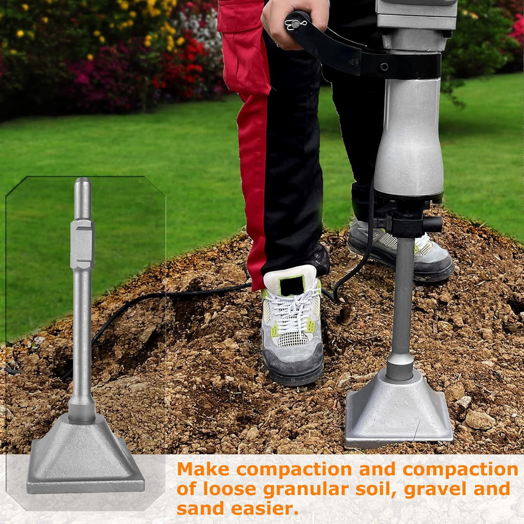 Jack Hammer 1-1/8 inch Tamper Shank and Plate, Dirt Tamper 6 x 6 inch Compactor Plate with Electric Chisel Dirt Compactor, Electric hammer Solid Compactor for Breaker Hammer M5480