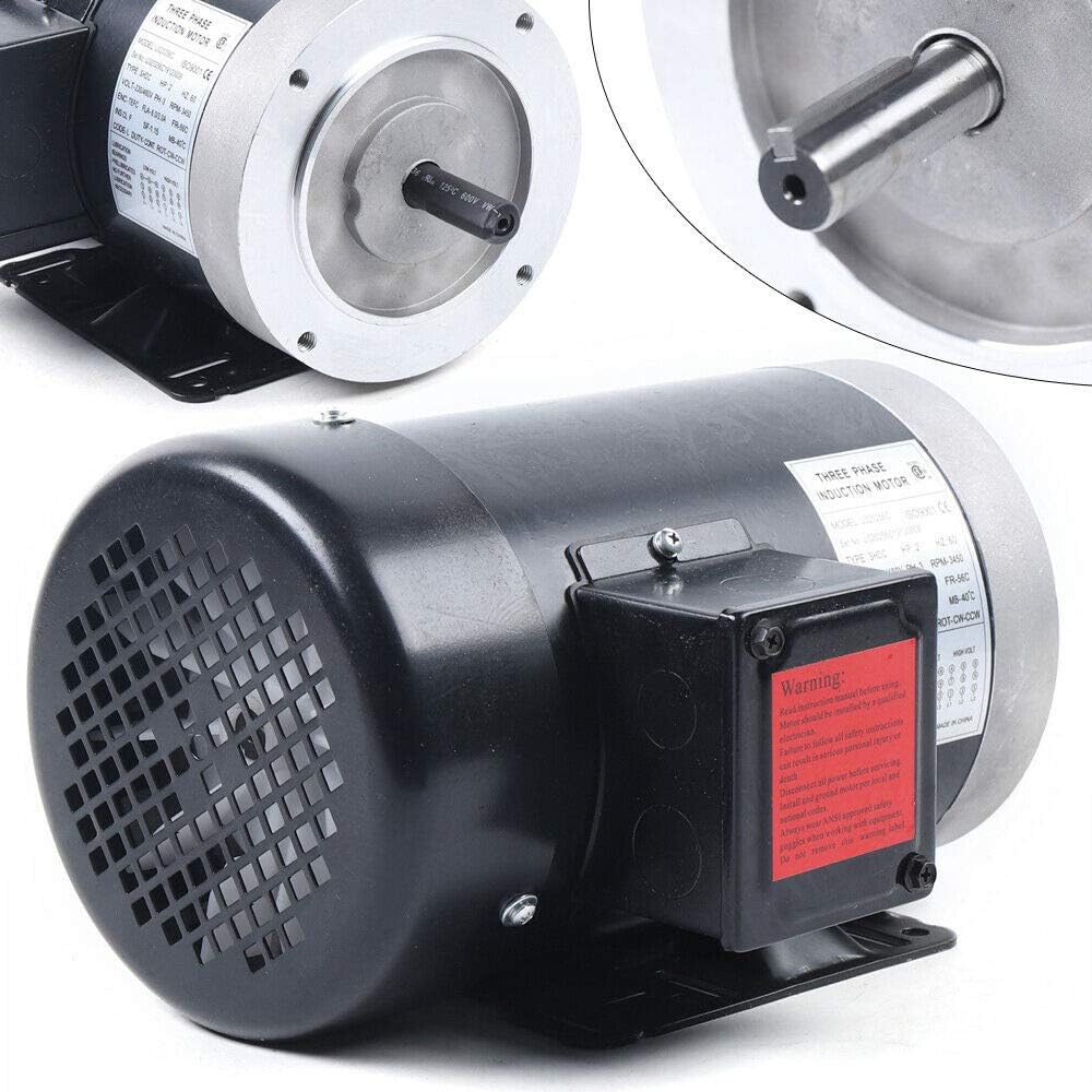 Electric Motor 2HP 3Phase 3450 RPM 208-230/460 Volt 56 Frame 5/8" Shaft Diameter Q728
