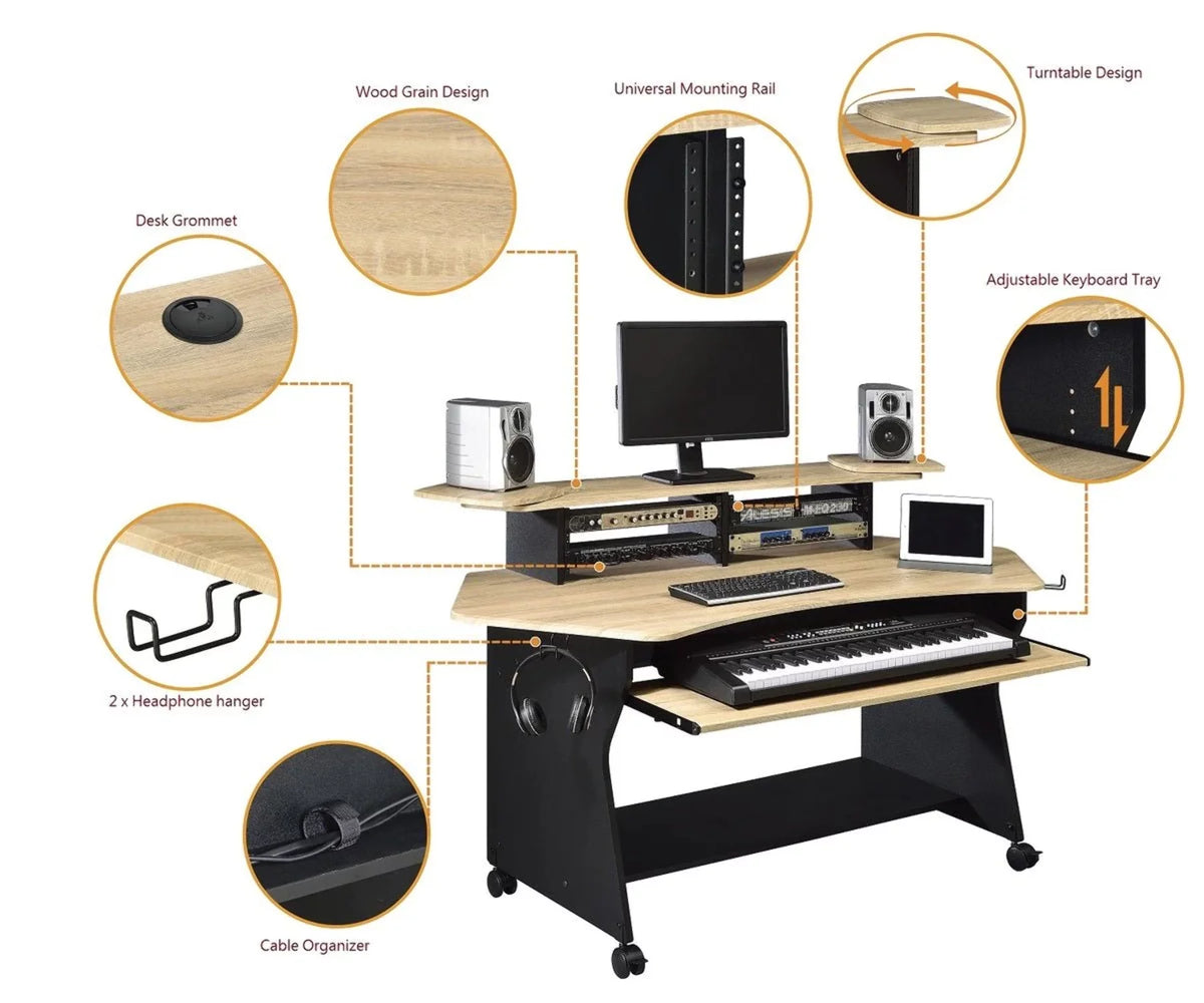 Music Recording Studio Desk Workstation with 2 x 4U Rack G189