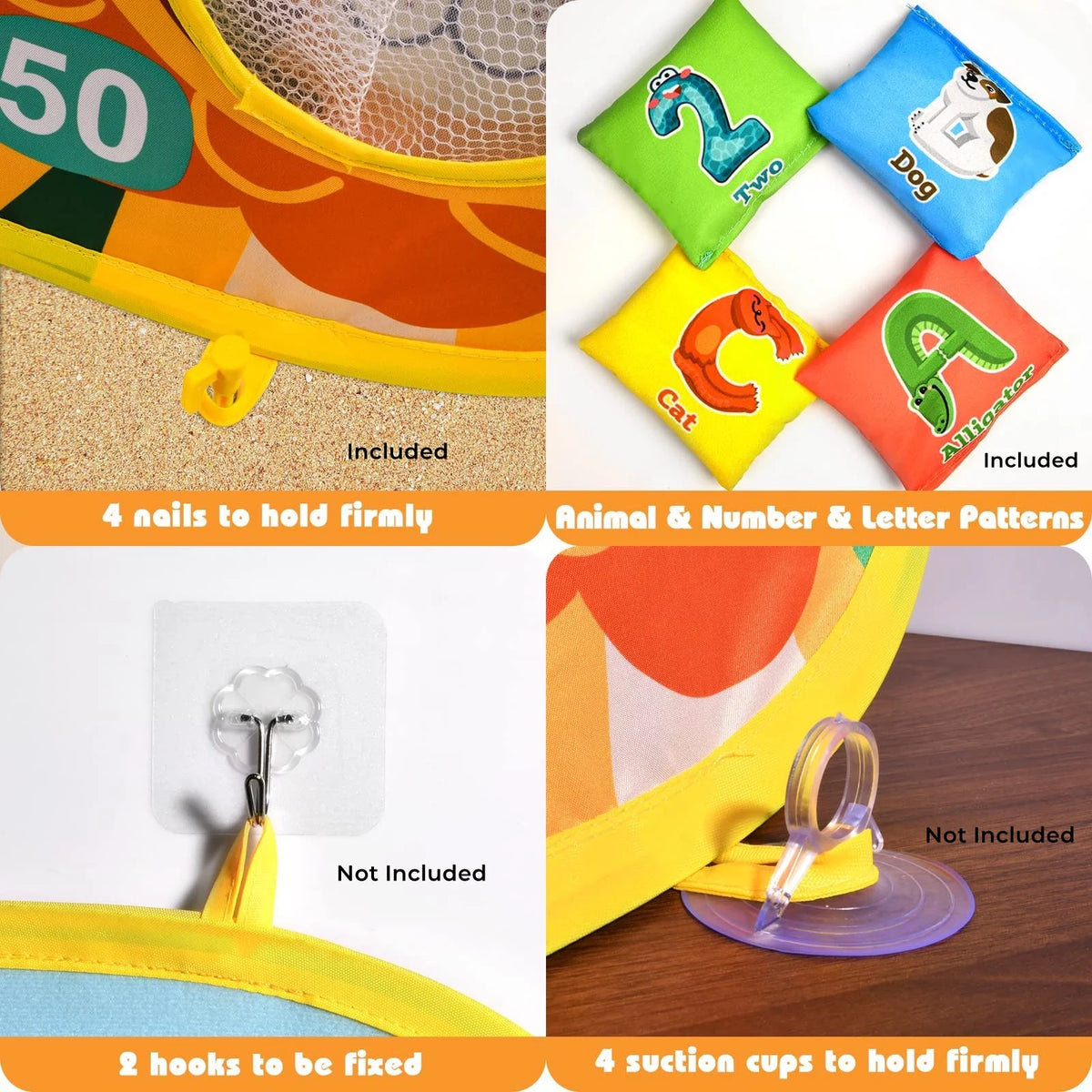 Bean Bag Toss Game Toy, Dart Board, Outdoor Cornhole Game Toys for Kids Ages 3 4 5 6 7 8 Year Old Boys Girls X5883