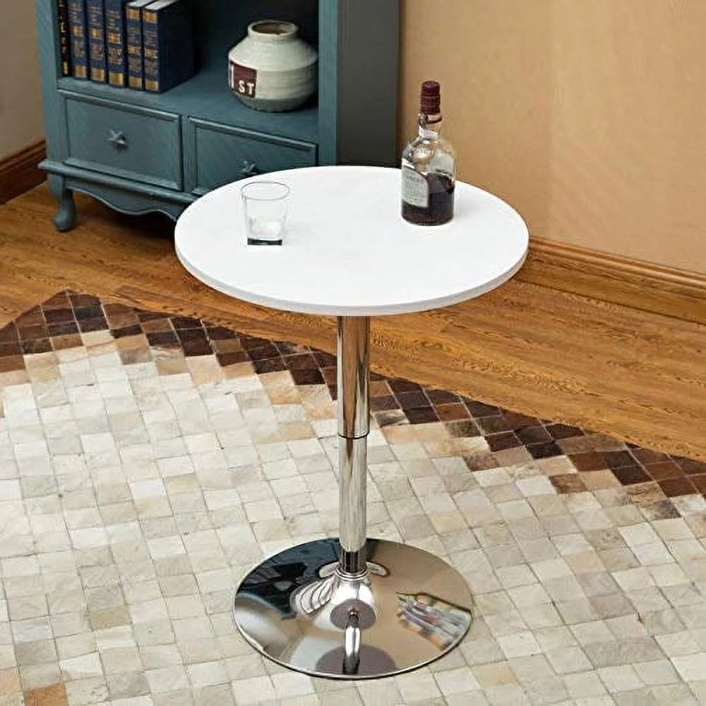 White Adjustable Height Round Bar Table F81309