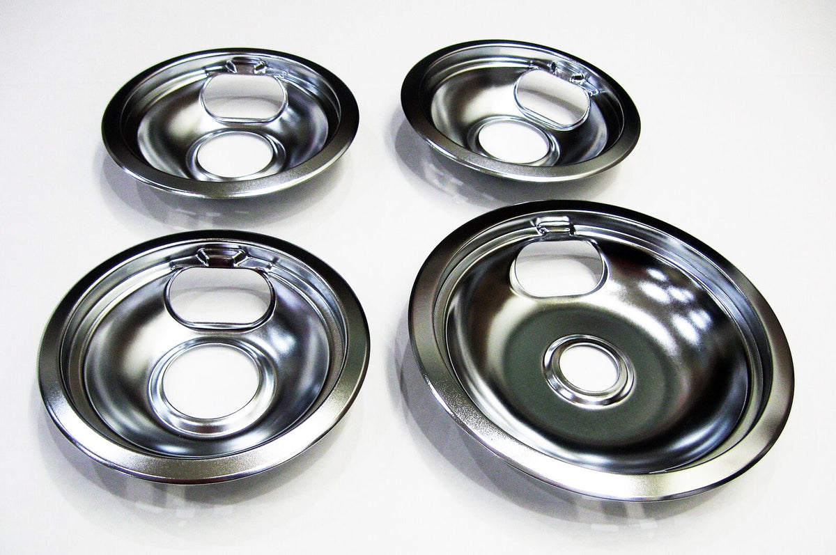 Chrome Range Burner Drip Pan Bowl Bib Set M882
