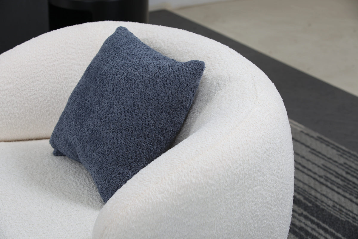 Beige Boucle Swivel Barrel Chair B716
