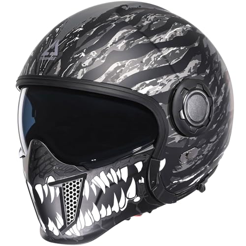 Full Face Motorcycle Helmet, Dual Visor with Internal Tinted Sunshield, Black, L Y960