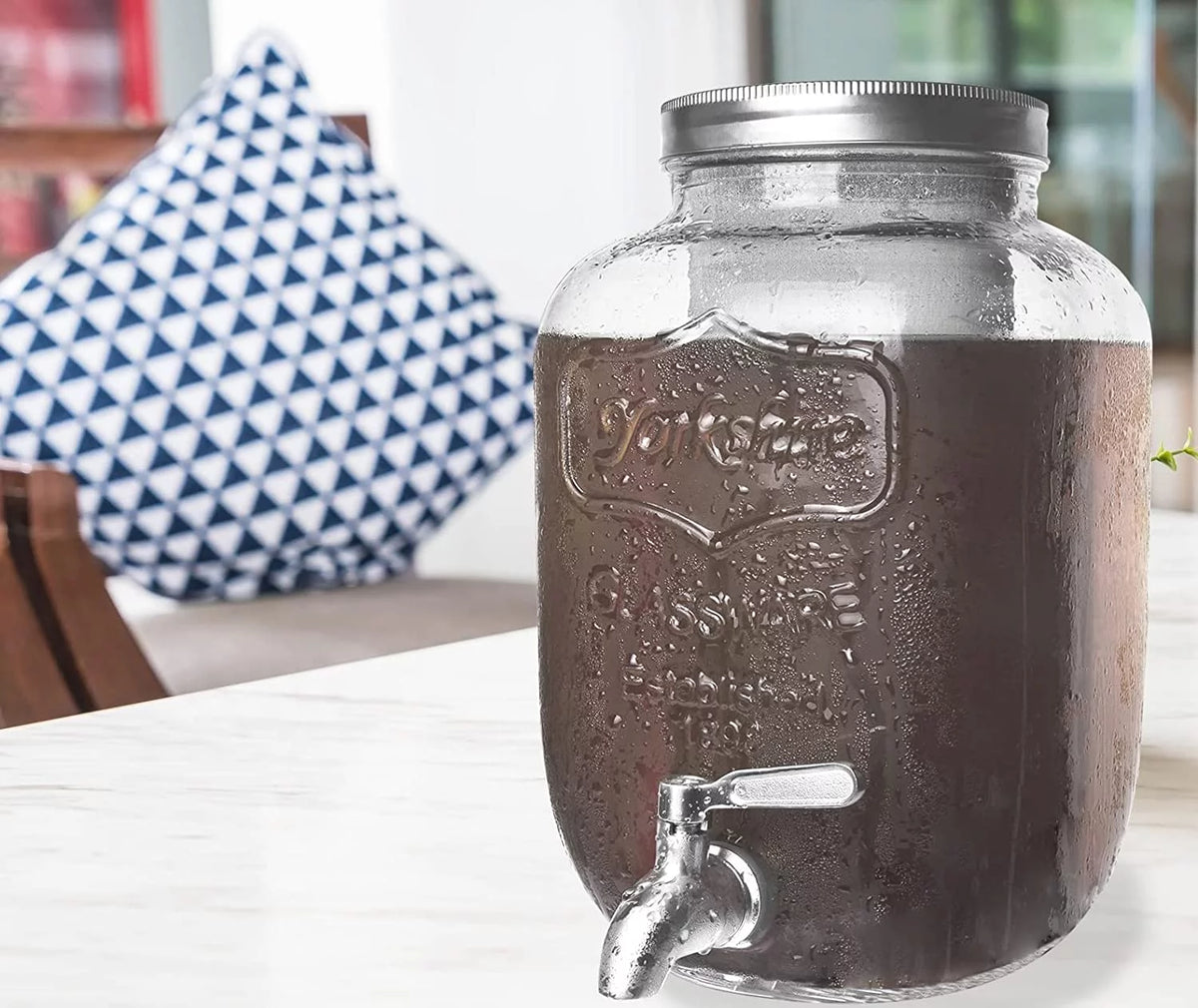 1 Gallon Cold Brew Coffee Maker with Glass Carafe & Stainless Steel Mesh Filter T6377