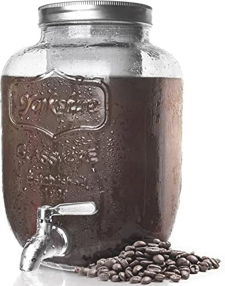 1 Gallon Cold Brew Coffee Maker with Glass Carafe & Stainless Steel Mesh Filter T6377
