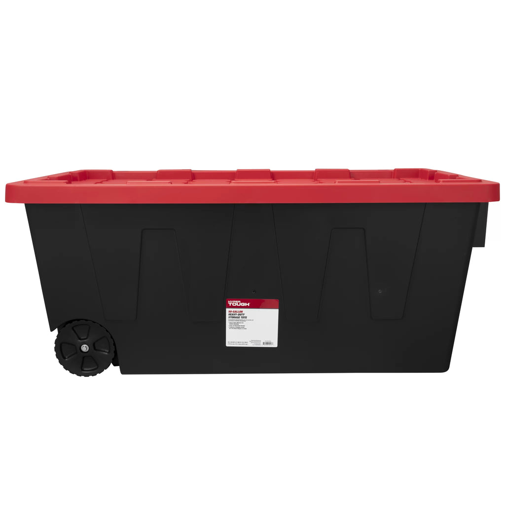 Black 50 Gallon Plastic Storage Bin with Snap Lid S11128