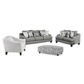 Bluish Gray Fabric 3-Piece Sofa Set with Ottoman F65584