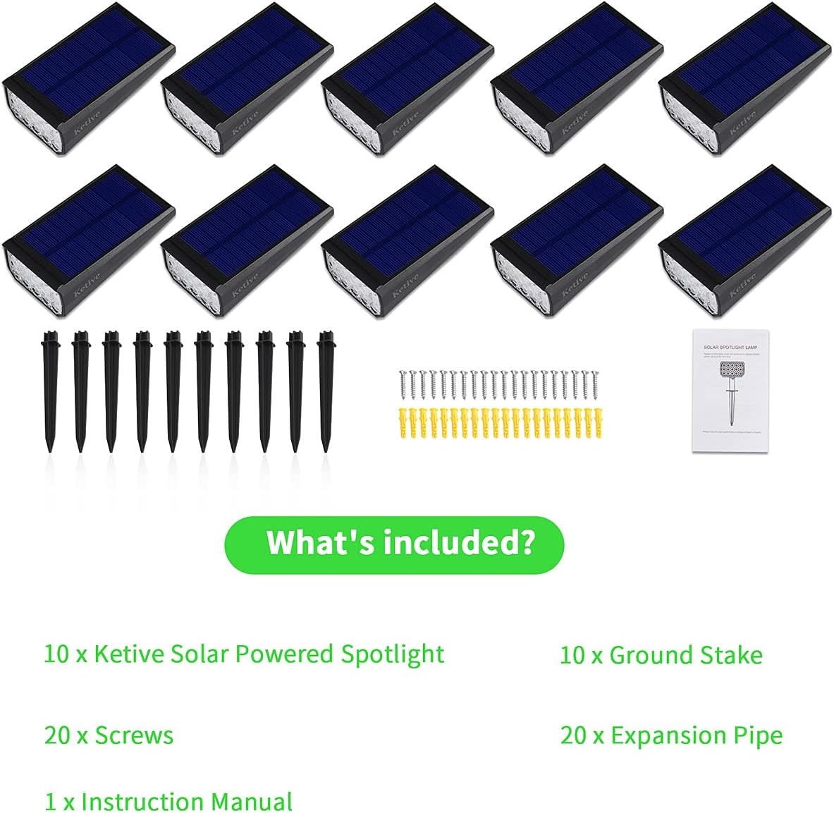 8 Pack 15 LEDs Solar Landscape Spotlights, Cold White C700