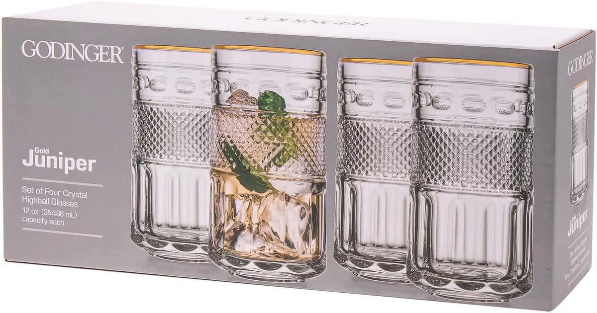 12 oz Gold Rim Highball Glass Cup E948