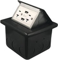 Black Pack of 2 Pop Up Floor Electrical Box with USB Chargers and Outlet Receptacle Y1602