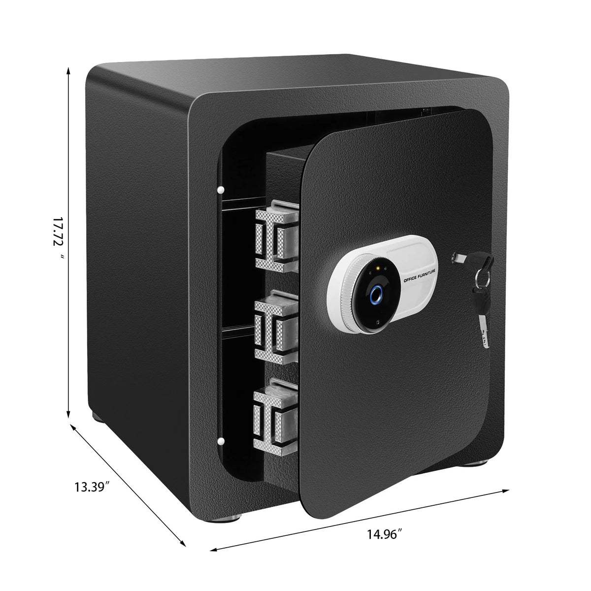 Black Safe Box with Fingerprint Access and Removable Shelf N4365