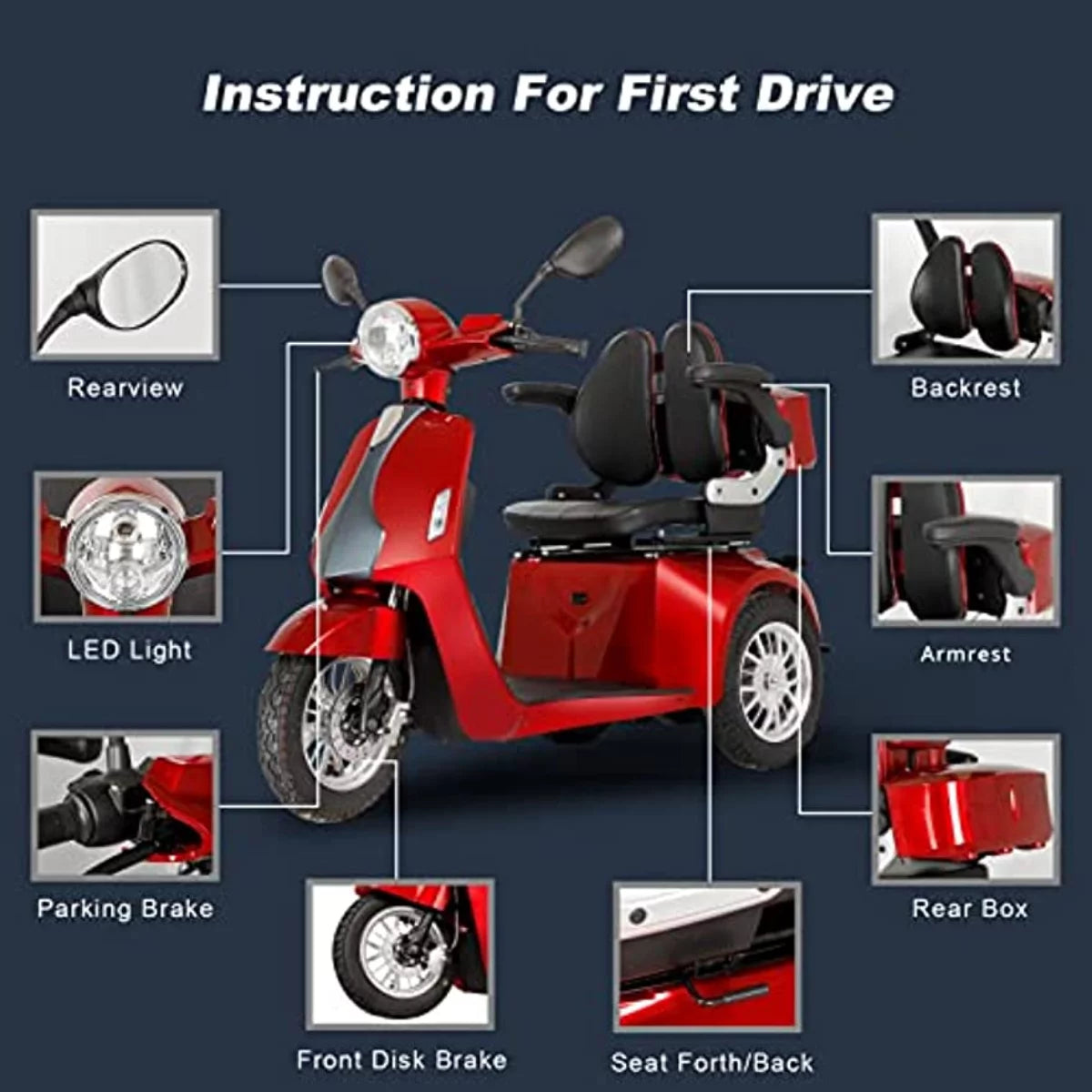 3 Wheel Mobility Scooter 500 Pounds B2826