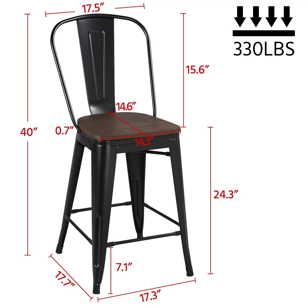 Black Metal Dining Chairs Set of 4 M41075
