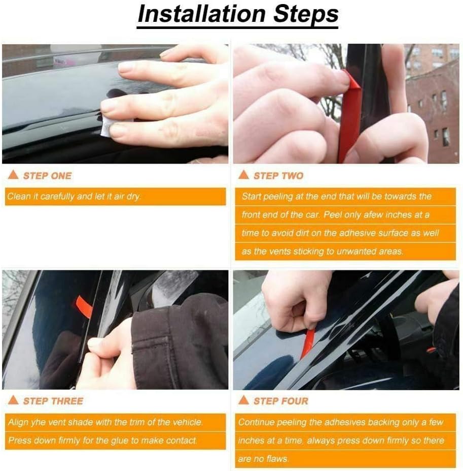 Black Tinted Side Window Vent Visor Deflectors Rain Guards Pack of 2 F247525