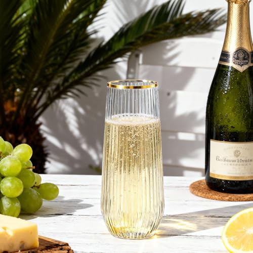 Clear 9oz Stemless Disposable Champagne Flutes D5045