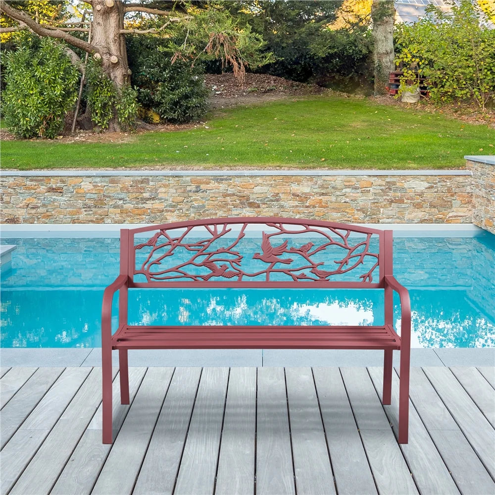 Red Patio Garden Bench U76749