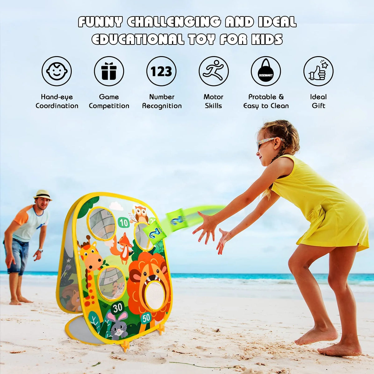 Bean Bag Toss Game Toy, Dart Board, Outdoor Cornhole Game Toys for Kids Ages 3 4 5 6 7 8 Year Old Boys Girls X5883
