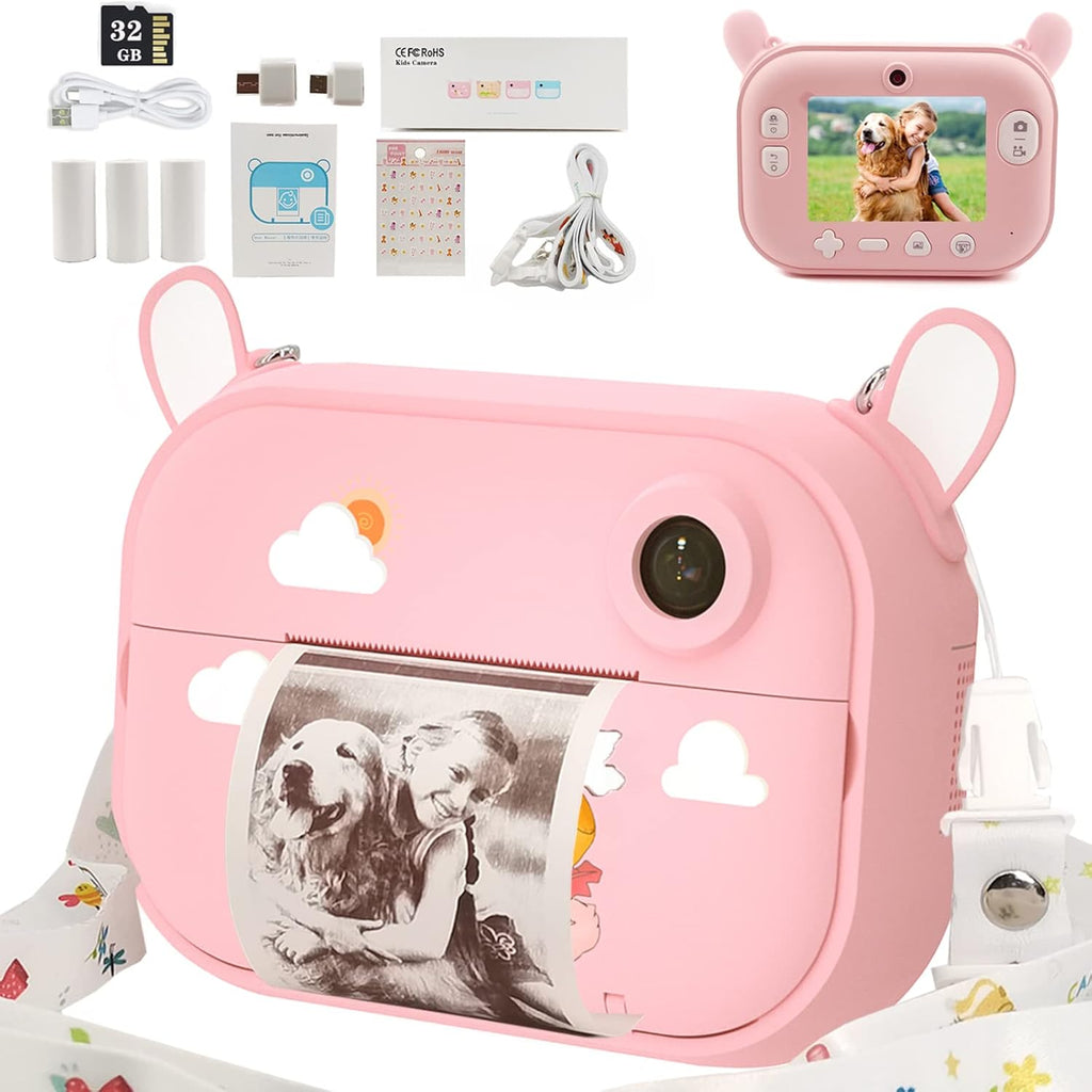 Kids Instant Print Camera with Dual Lens, 32G TF Card K4035
