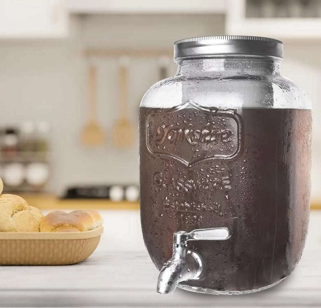 1 Gallon Cold Brew Coffee Maker with Glass Carafe & Stainless Steel Mesh Filter T6377