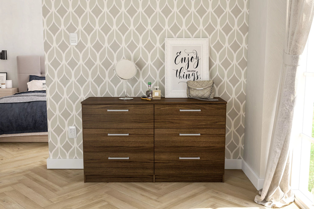 White 6 Drawer Wood Double Dresser C2681