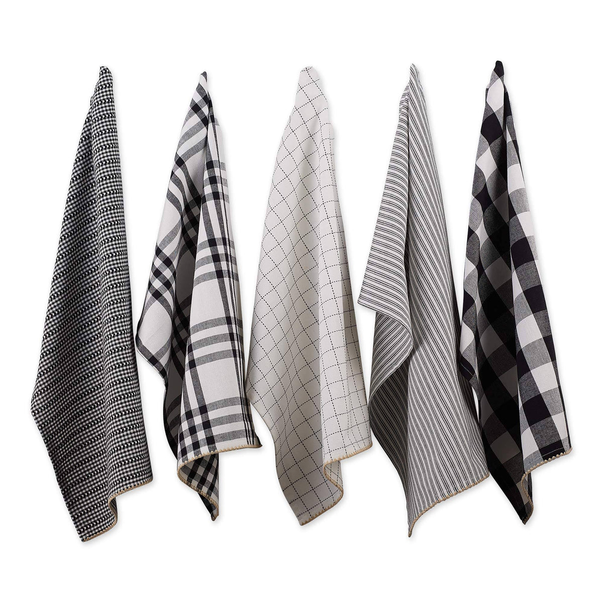 Black Woven Dishtowel Set of 5 U65566