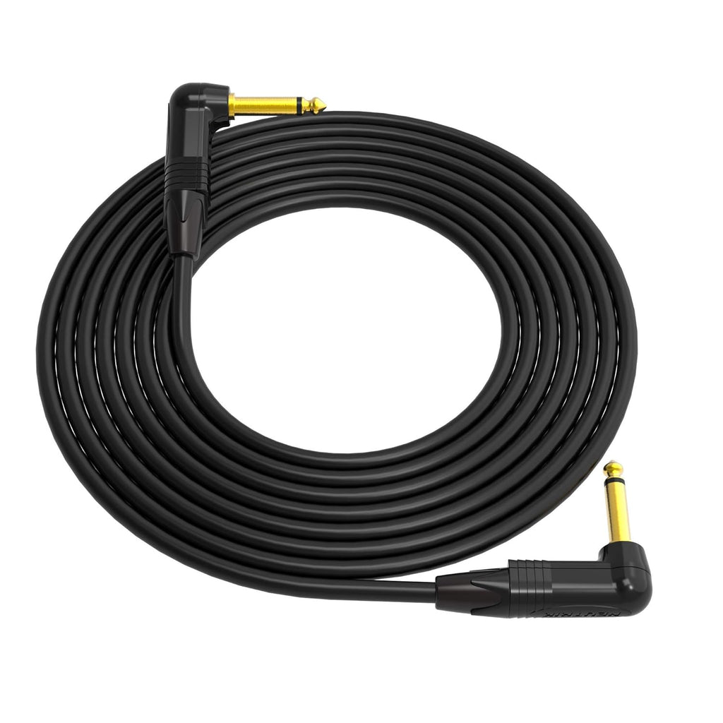 3 Feet Black 1/4 Inch Right Angle TS Instrument Cable Pack of 2 V249