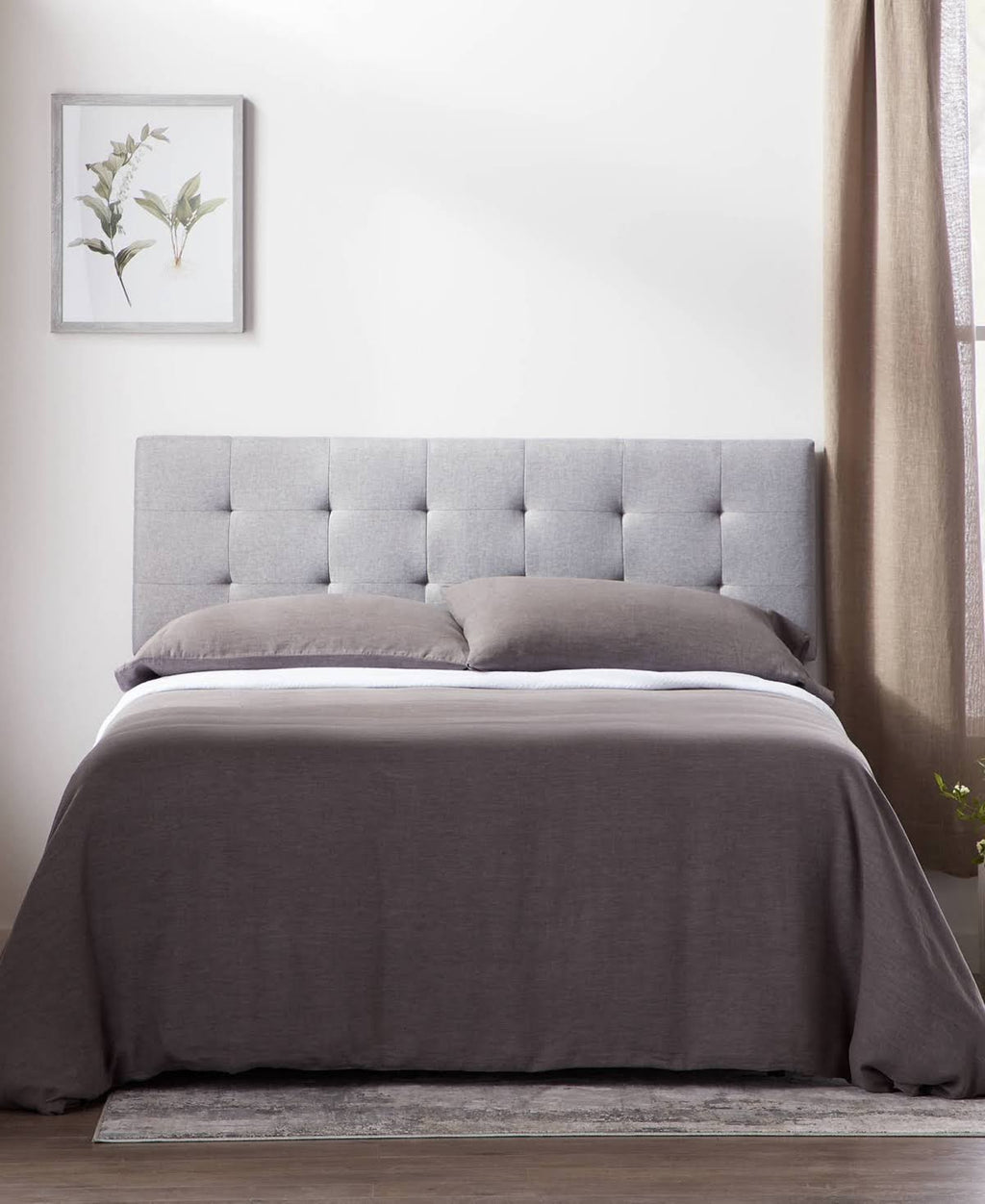 Light Gray Square Tufted Headboard J78295