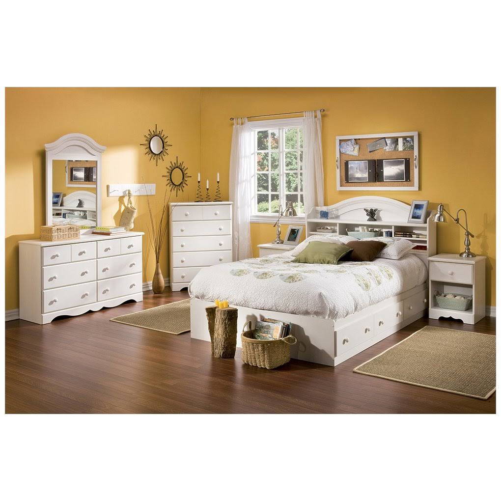 Full 3-Drawer White Bed Q8938