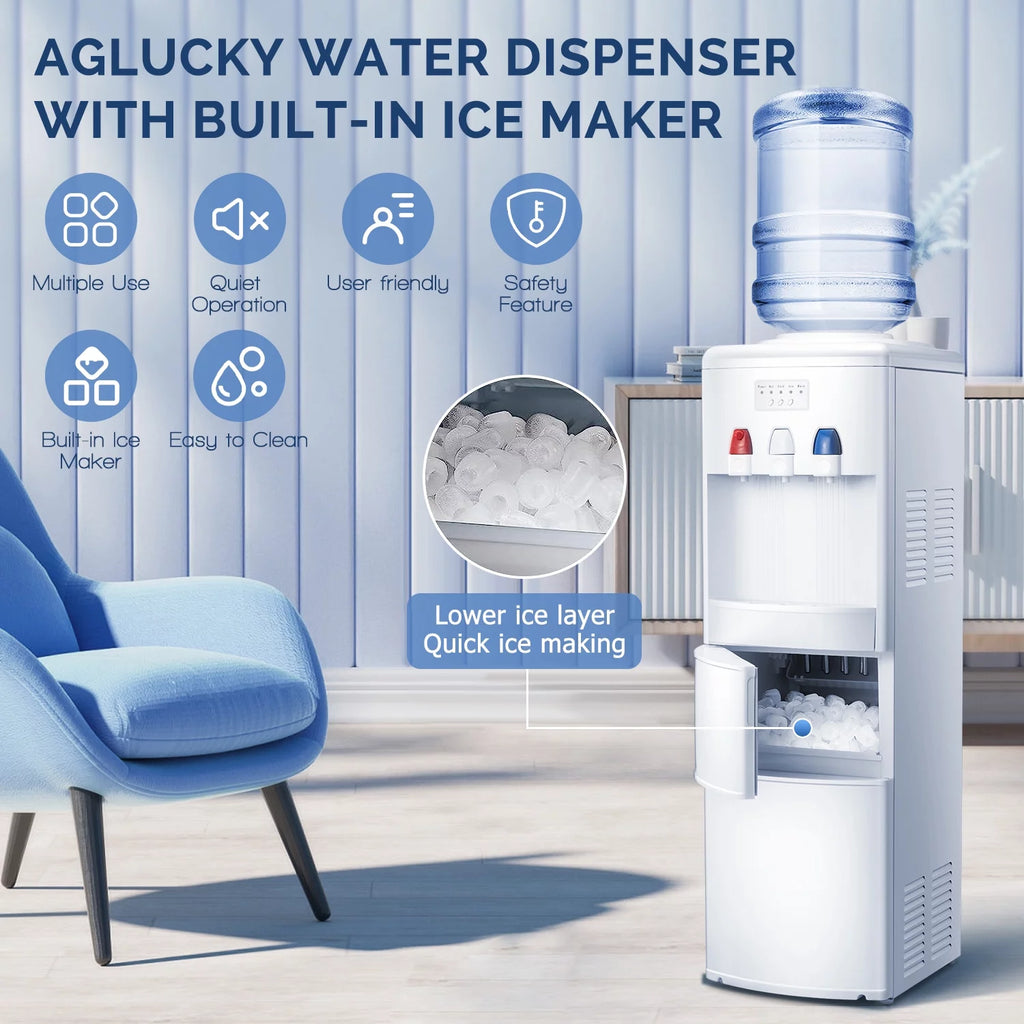 3 in 1 Water Dispenser with Ice Maker, White D765561