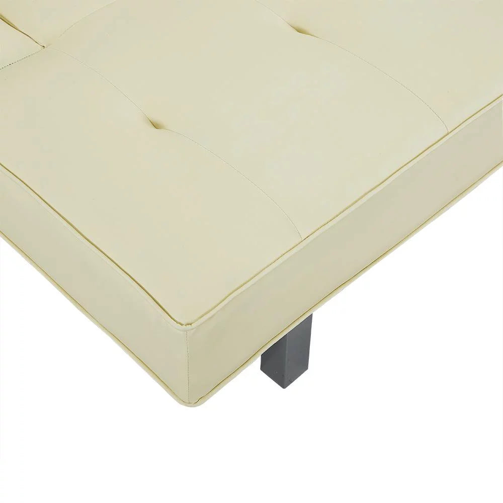 Cream Faux Leather Convertible Futon Sofa A7694