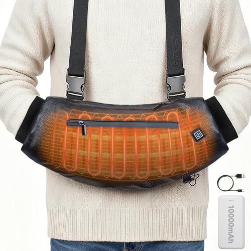 Heated Hand Warmer Pouch, PU Leather Electric Hand Muff, 10000mAh Rechargeable Power Bank Hand Warmer B4804