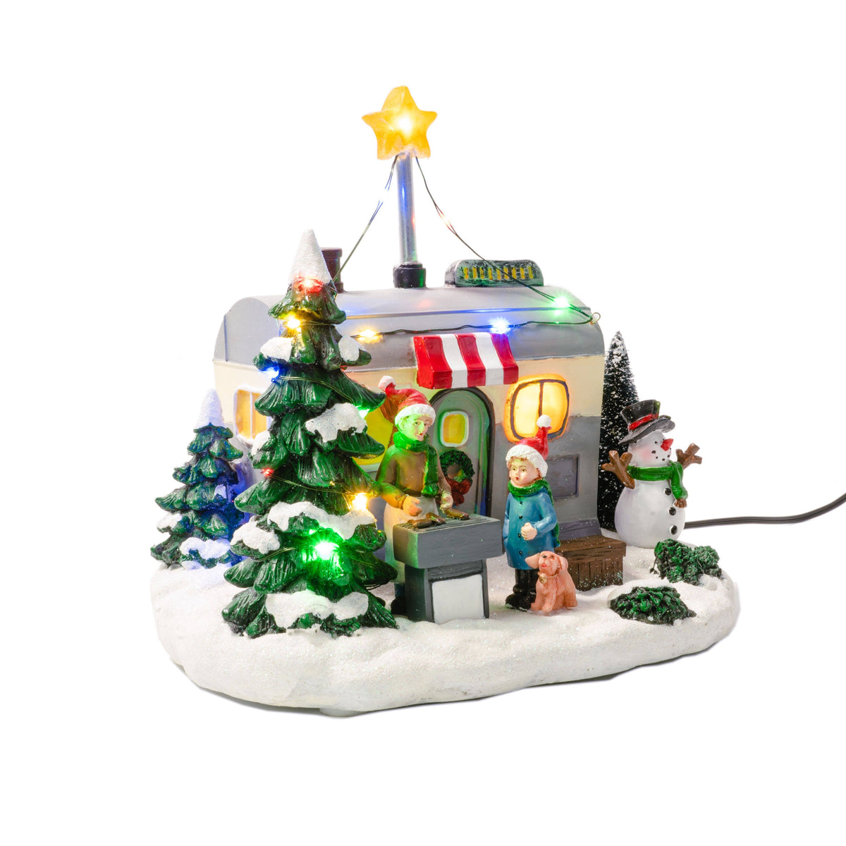 Grey Polyresin LED Christmas Camper O15651