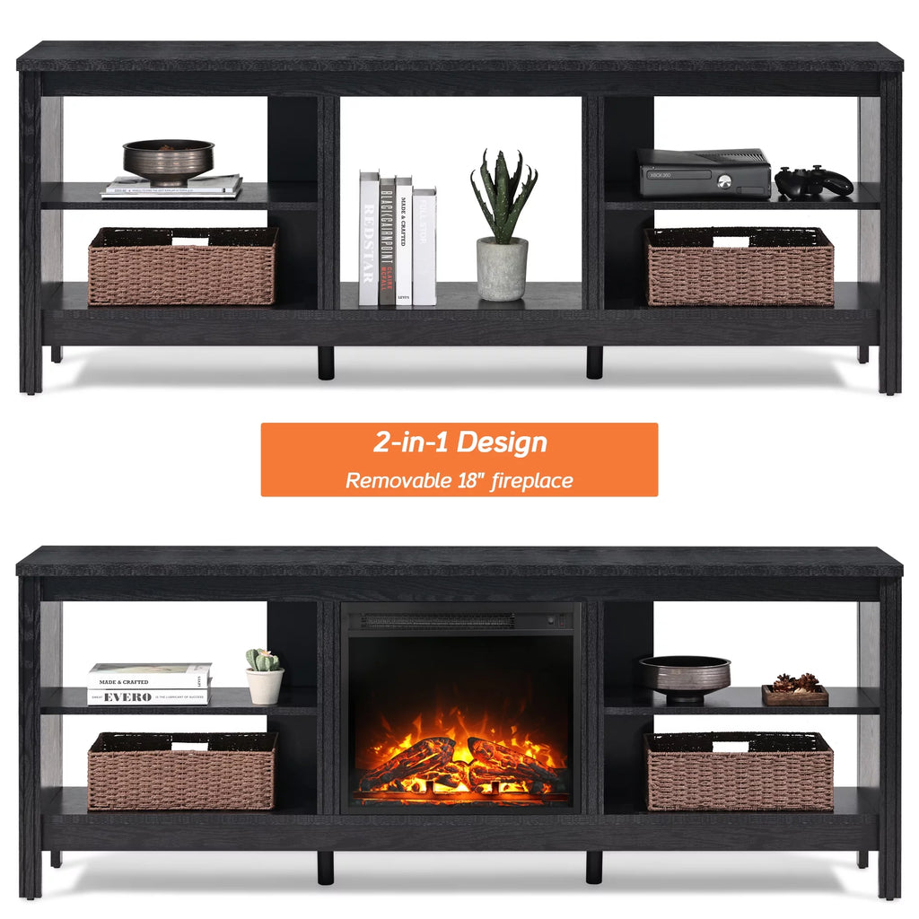 Black Fireplace TV Stand with LED Lights T42497