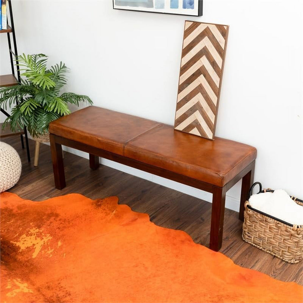 Genuine Leather Rectangular Bench Z17034