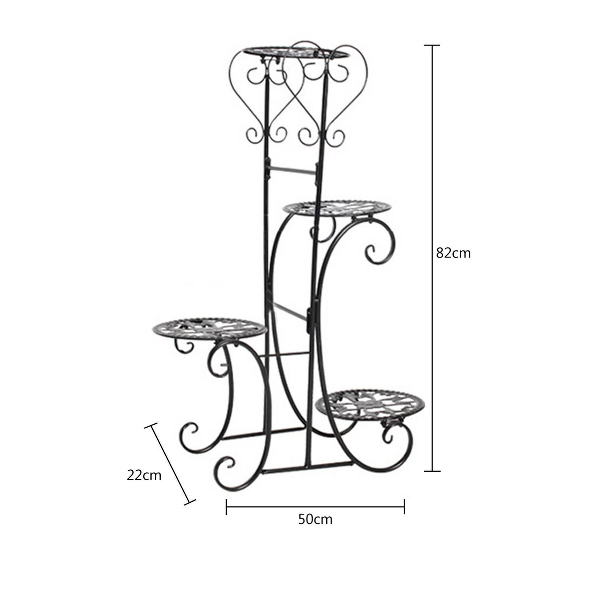 4 Tier Iron Plant Stand Wood Shelves B4294