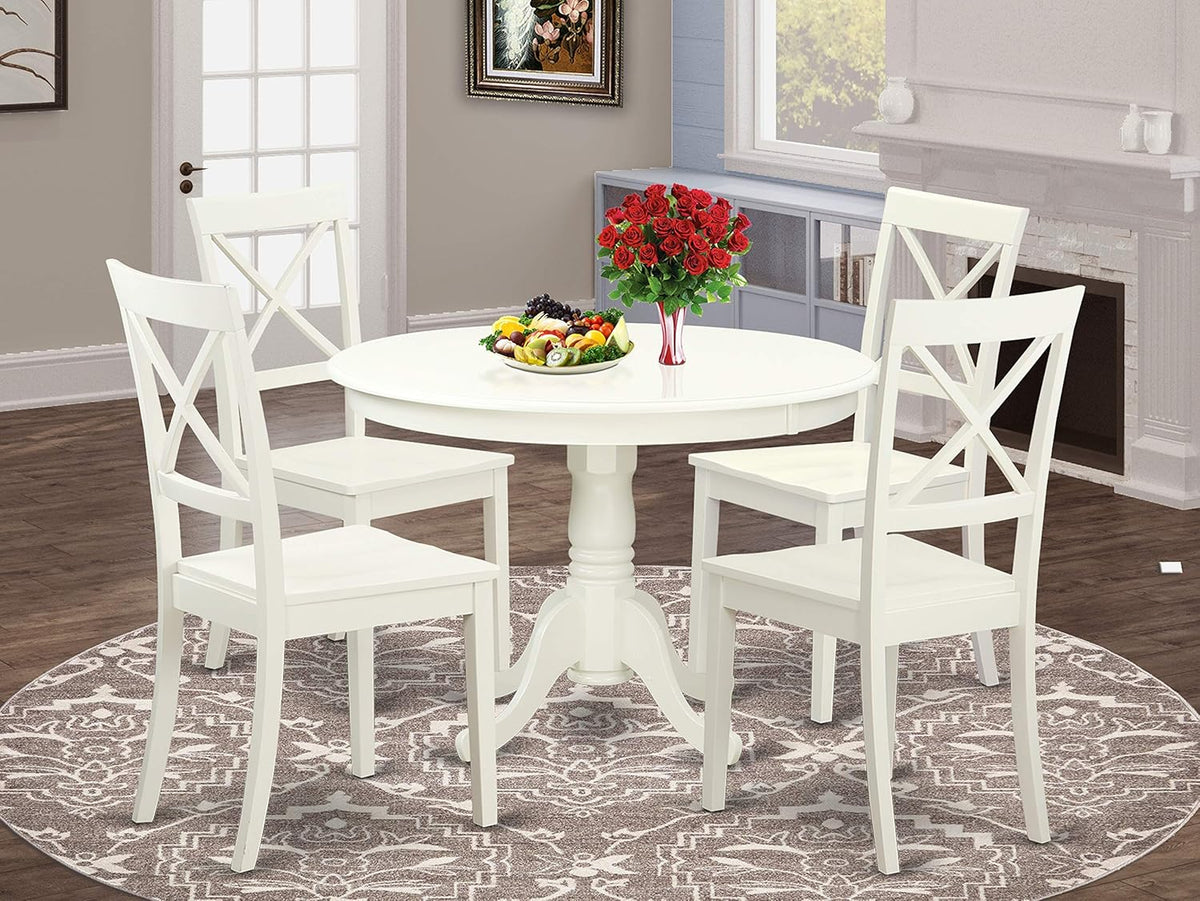 5-Pc Solid Wood Kitchen Table and 4 Chairs Set Cappuccino Finish F920