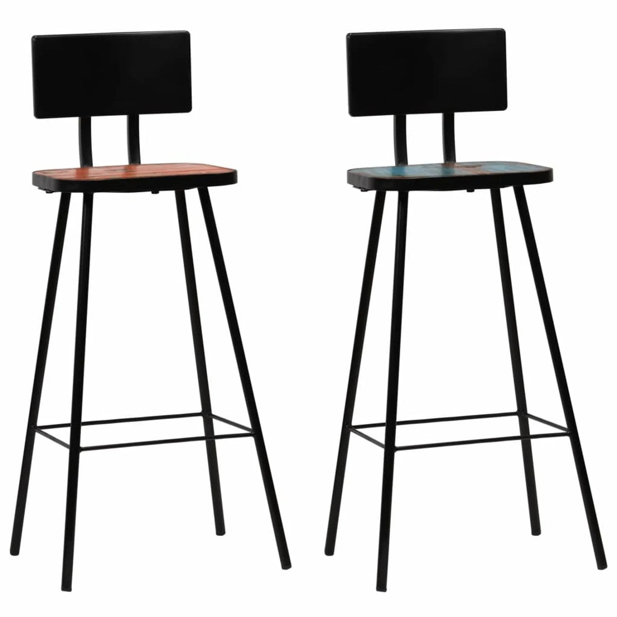 Solid Reclaimed Wood Bar Stools 2 pcs P2695