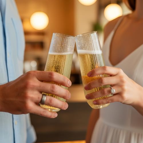 Clear 9oz Stemless Disposable Champagne Flutes D5045