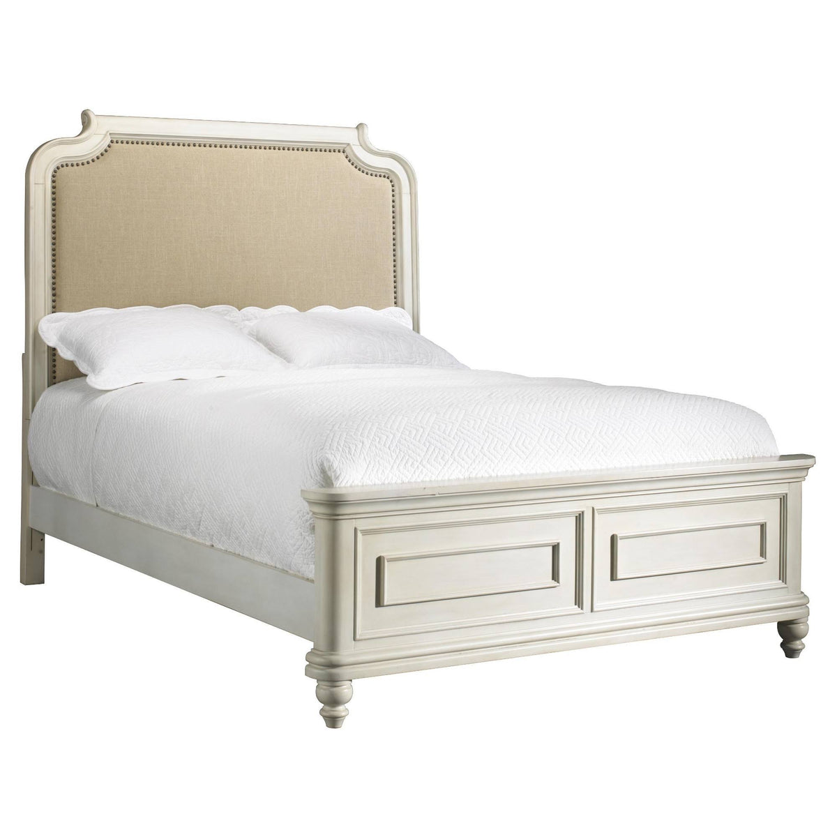 White Full Upholstered Youth Bed A84489