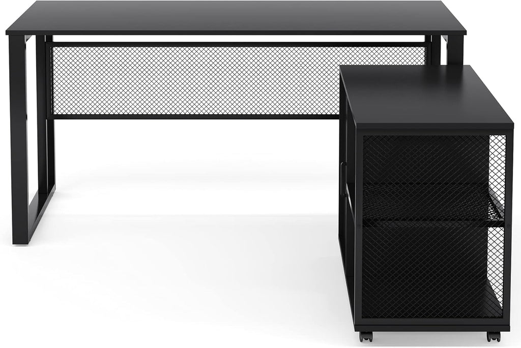 L-Shaped Computer Desk with File Cabinet I8268