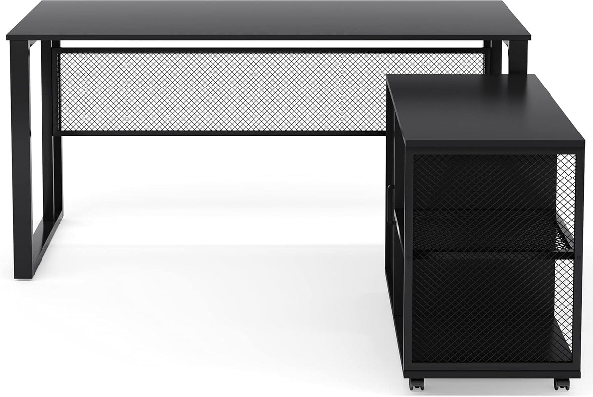 L-Shaped Computer Desk with File Cabinet I8268