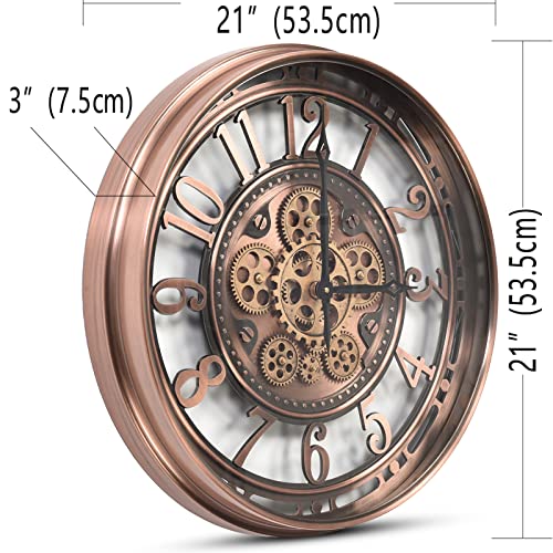 Large Copper Metal Wall Clock (21 Inch) K377