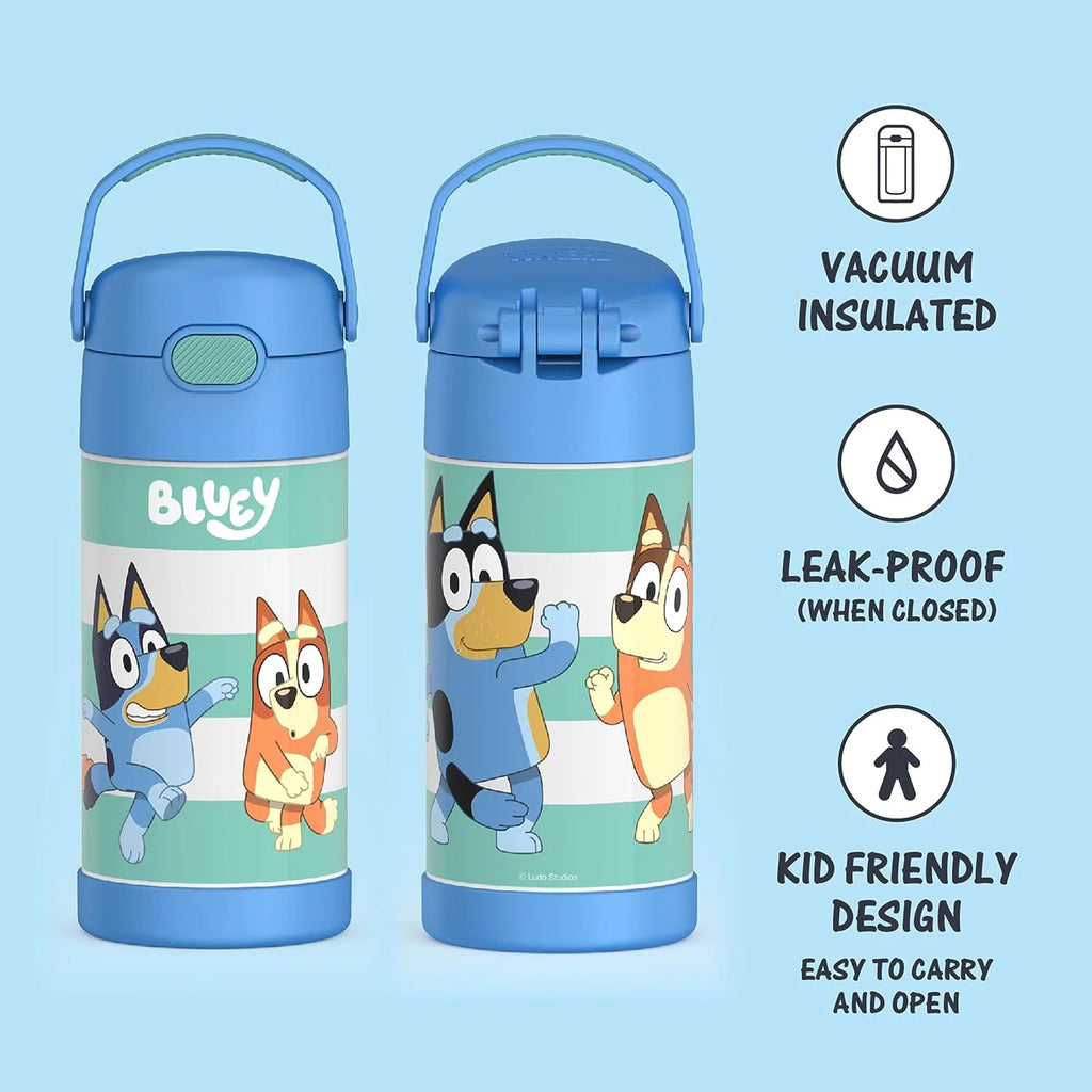 Bluey 12 Ounce Stainless Steel Kids Straw Bottle M5668
