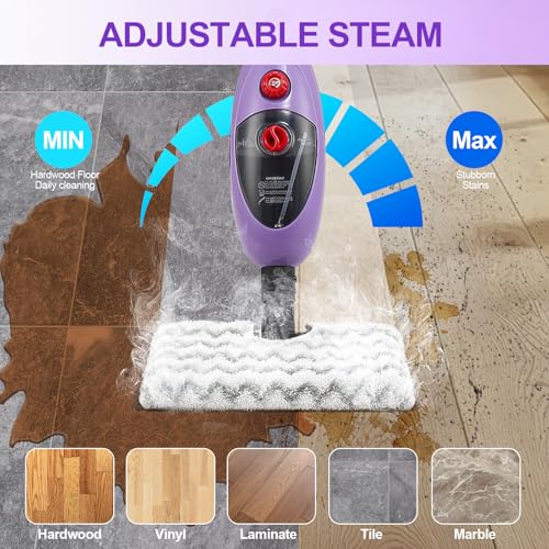 Steam Mop Cleaner with Detachable Handheld Steamer, 10-in-1 Multi Accessories, 13.5 OZ Water Tank & 20FT Power Cord Q3315