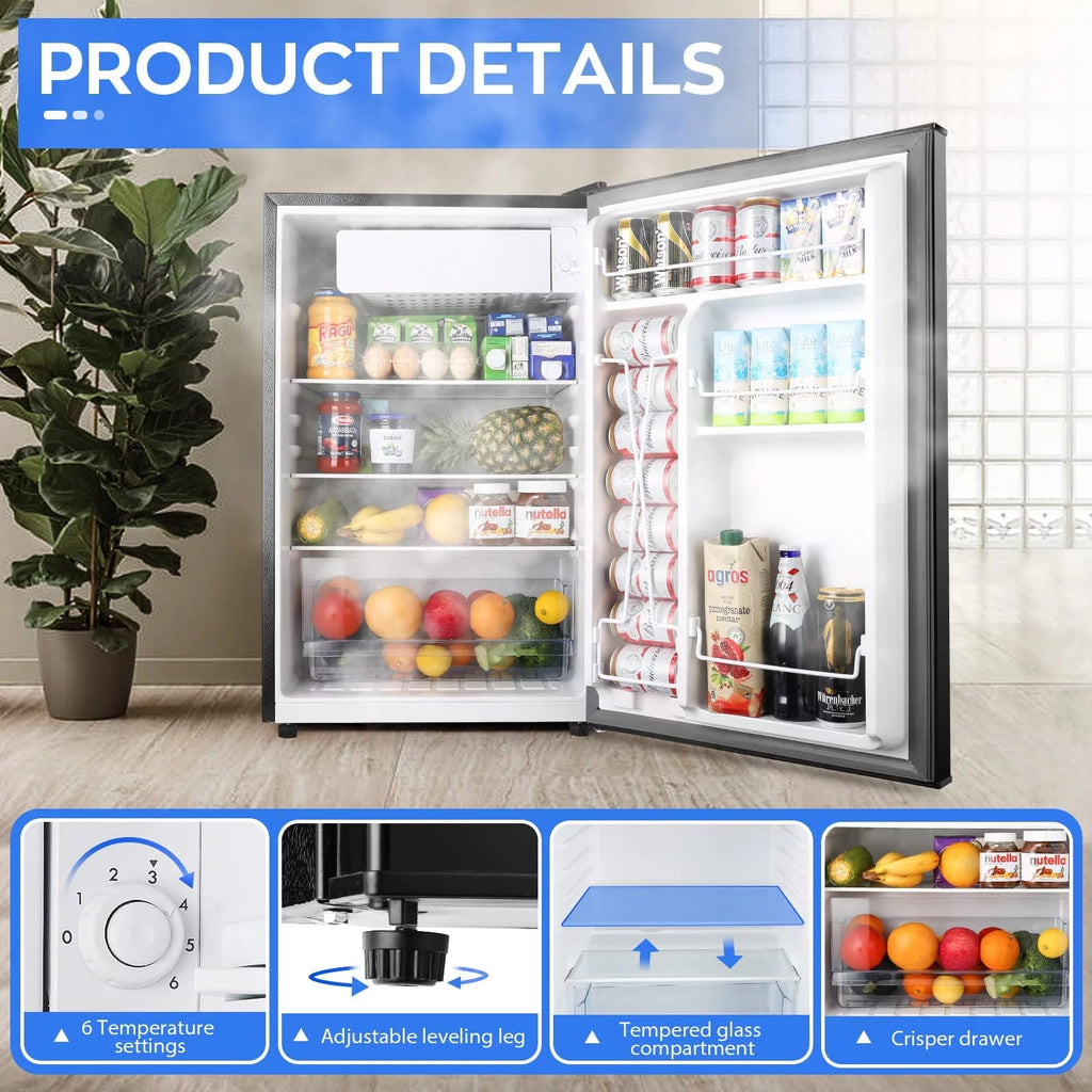 4.5 Cu.ft Black Single Door Mini Fridge with Freezer X10159